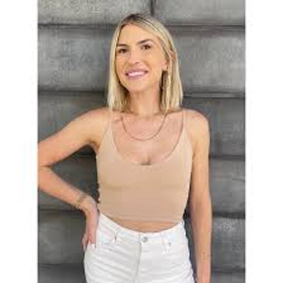 BOOB-EEZ THE Kyla Cropped Double L:ayer Cami Lin Light Nude NŪD /XL NEW NWT - Picture 1 of 7